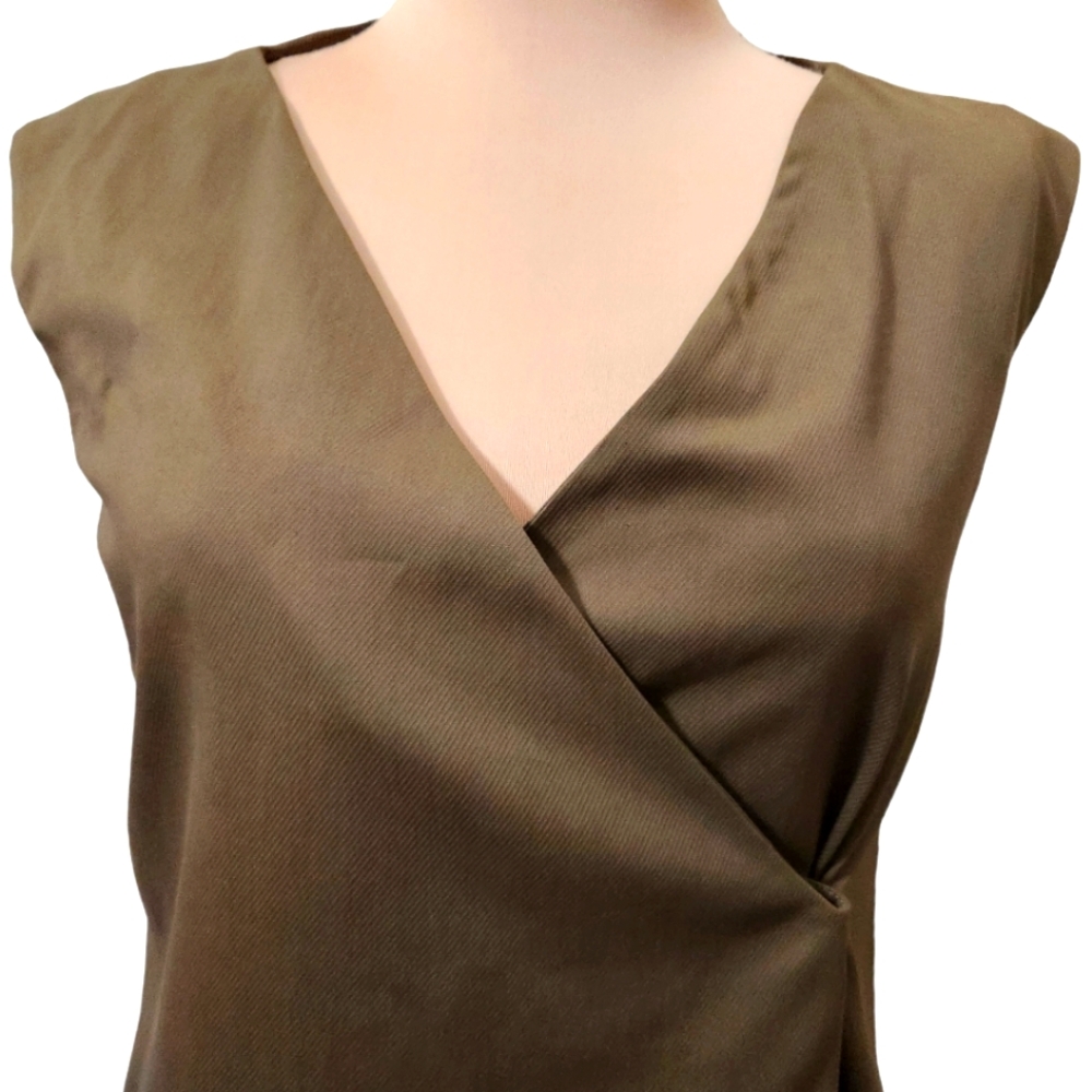 GUCCI Sage Green Silk & Cotton Faux Wrap Dress - 42 EU - Picture 5 of 15